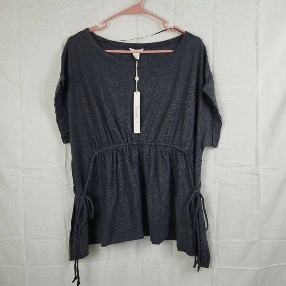 Caslon Tops - Caslon Women's Size M Short Cap Sleeve Tie Waist Peplum Blouse Gray Marl New
